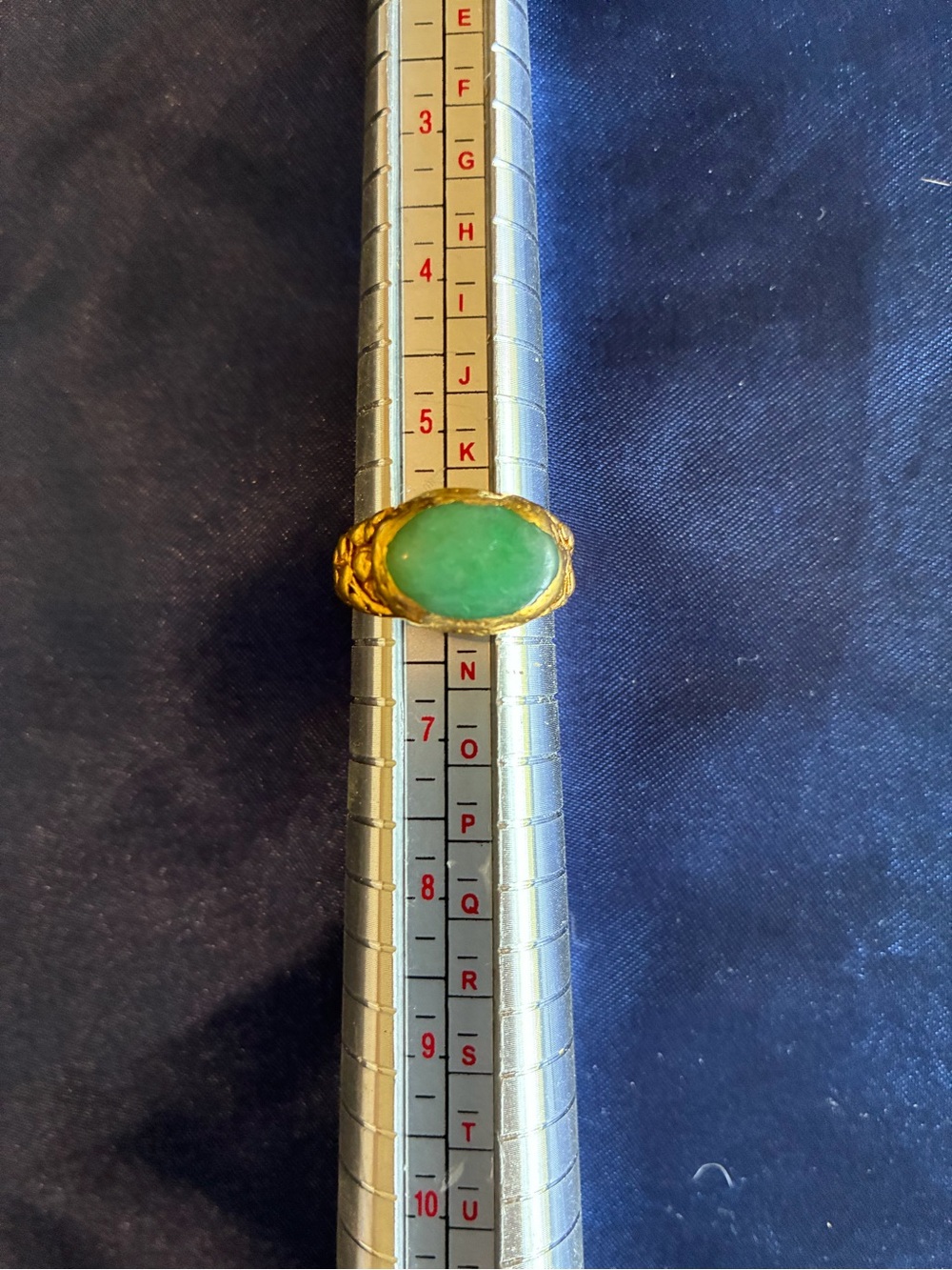 Source Unknown Gold-Tone Ring with Green Oval Stone